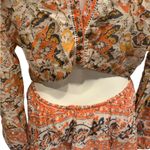 Free People  orange floral mini dress size small‎ open back long sleeve Photo 5