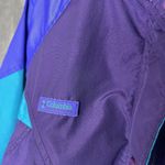 Columbia Vintage Jacket Womens Small Purple Teal Color Block 90s Rain Coat Parka Photo 3