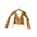 Forever 21  Bolero Top Womens Size L Brown Long Sleeve Open Back Tie Neck Waist Photo 9