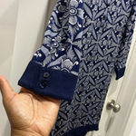 Diane Von Furstenberg Diane Von Furstenburg Sorrel Navy & White Knit Silk Long Sleeve Shirt Dress Sz S Photo 5