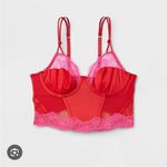 NWT Red and Pink Lace Bustier Bra Size M Photo 2