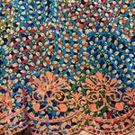 Flying Tomato Anthropologi Size Med Teal Blue Coral Floral Print Sun Dress Boho Photo 1