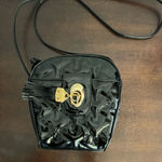 Vintage Allen Edward Small Black Quilted Patent Leather‎ Crossbody Purse Tassel Photo 0