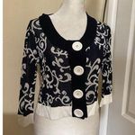 Neiman Marcus  Navy Blue Geometric Print Oversized Button Down Knit Cardigan S Photo 0