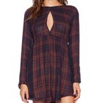 Free People  Swing Me Baby Navy and Rust Plaid Mini Dress Medium Photo 2