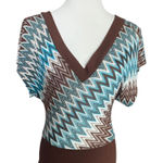 Rue 21 Womens Vintage  Chevron V Neck Top Blouse - Sz M Photo 0