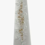 White Floral Embroidered Satin Fingerless Bridal Gloves Photo 2