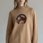 Ralph Lauren VTG Lauren Womens Size L Equestrian Horse Lambswool Sweater Rare Photo 0