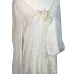 Blu Pepper Size Small Boho Tunic With Crochet Hem White Long Sleeve Photo 1