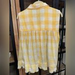 Free People  blouse tank Hey There Sunrise Button Down top cottage core gingham Photo 3