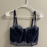 Victoria's Secret  Dream Angels Navy Blue Balconette Bustier Satin Bra Photo 0