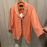Bob Mackie Cute  NWT peaches and cream linen blend oversized blazer embroidery Photo 5
