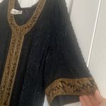 Briliante JA Silk Fully Beaded tunic dress Gold And‎ Black Dress Size L Vintage Size L Photo 5