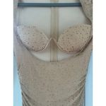 Oh Polly  Nude Beige Rhinestone Embellished Cut Out Ruched Corset Mini Dress Photo 5