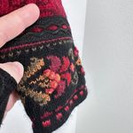 ICELANDIC DESIGN‎ Burgundy Red Floral Knit Wool Cardigan Sweater Jacket Size Med Photo 4