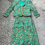 Adrianna Papell Adrianna Papèll Vintage Silk Skirt Set Green Gold 12 Photo 0