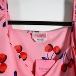 Kate Spade NEW Cherry Fruit Toss Flutter Top Print Pattern Crepe Blouse Pink L Photo 1