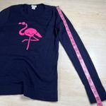 J.Crew  Navy Blue Long Sleeve Pink Flamingo Graphic Knit Sweater Top XS Photo 7