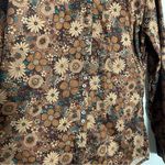 Brown Floral Print 100 Cotton Retro Style Long Sleeve Button Front Shirt Size 40 Size M Photo 3