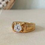 Signet Solitaire 14KHGE LINDCP Gold Vintage Ring “Amadea” Masculine Round China Jewelry Photo 3