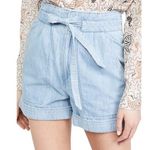 Isabel Marant Etoile Marius Light Blue Cotton Tie Waist Utility Shorts 38 NWOT Photo 1