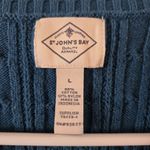 st. john's bay  Womens Large Sweater Cable Knit Long Sleeve Round Neck Pullover Blu Photo 1