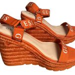 Guess Women Orange Spell Out Logo Ankle Strap Espadrille Sandal Shoe Photo 8