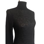 autumn cashmere  Second Skin Sheer Mock Sweater in Black Medium New Knit Top Photo 5