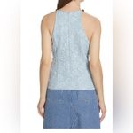 Ganni Pattern Beaded Jacquard Floral Top Sky Blue Sz 38/6 NWT Style F8022 Photo 1