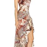 retrofete Raelynn Silk Maxi Dress Vintage Mixed Print Womens Size Medium Brown Photo 2