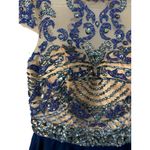 Sherri Hill  Blue Nude Beaded Skater Cocktail Dress Size 4 Photo 2