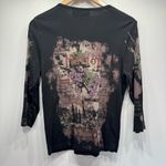 Rhinestone Merlot Wine Napa Valley Motif on Black 100% Cotton 3/4 Sleeve Top Size L Photo 2