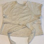 Free People MOVEMENT For The Win Tee LARGE Tie-Front Wrap Top Oatmeal Heather Photo 2