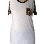 Rue 21 Womens T Shirt Top Leopard Print Short Sleeve Crew Neck White Black Small Photo 0
