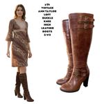 Ann Taylor Y2K 2000'S vtg. Brown Leather Buckle Knee High Loft Boots size 5 1/2 Photo 1