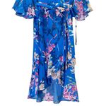 Adrianna Papell NWT Floral Chiffon Faux Wrap Dress Blue Pink Floral Size 10 NEW Photo 7