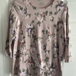 J.Jill Pure Jill Womens Small Pima Stretch Cotton Shirttail Tee Pink Floral Casual Photo 0