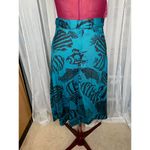 suit swing skirt ruffle back vintage teal black fish print Blue Photo 5