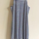 J.Crew FormKnit High-Neck Cutaway Dress Womens Size L Navy Stripes Preppy Photo 1