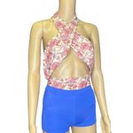 Tiger Mist Pink Paisley Print Criss Cross Boho Wrap Halter Top Women’s Size XS Photo 3