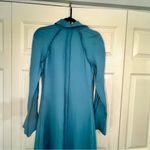 Jigsaw Japanese Crepe Shirt Dress Size US 4 Long Sleeve Maxi Dusty Blue Photo 11