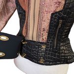 Y2K Byron Lars Beauty Mark Metallic Peplum Jacket Mixed Media Blazer Rose Sz 2 Pink Photo 5