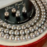 kim rogers 0022 NWT Y2K Glass Pearl Jewelry Set in Silvery Gray w/Gift Box Photo 1