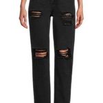 No Boundaries  Distressed Black Button Fly High Rise Straight Grunge 90s Jeans 9 Photo 1