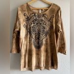 TEES 2 PLEASE AVENUE Womens Top Brown Ribbed Knit Studs 3/4 SIv Pullover… Size undefined Photo 0