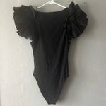 ZARA  Black Ribbed Ruffle Sleeve Bodysuit Size Small Photo 5