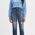 Levi's High Rise Premium 501 Distressed Cropped Straight Jean Market Grammar 29 Photo 0