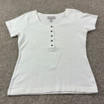 Vintage Abercrombie Fitch Co Womens M White Short Sleeve Henley Top Casual Y2K Size M Photo 0