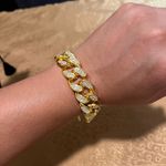 Boutique Chunky Gold Tone Rhinestone Bling Bracelet Photo 1