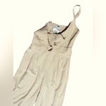 Colombian long beige bodysuit wide leg sleeveless v Photo 8